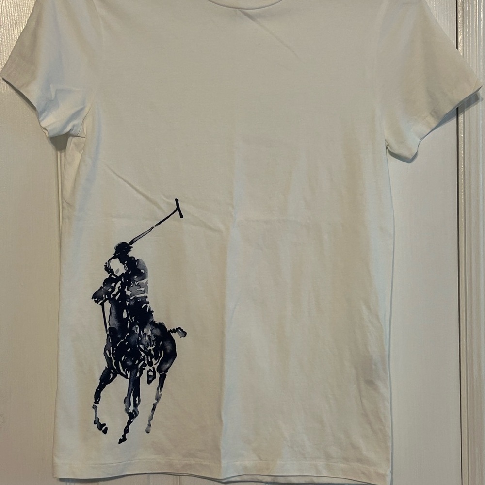 Ralph Lauren White and Blue Short Sleeve Tee